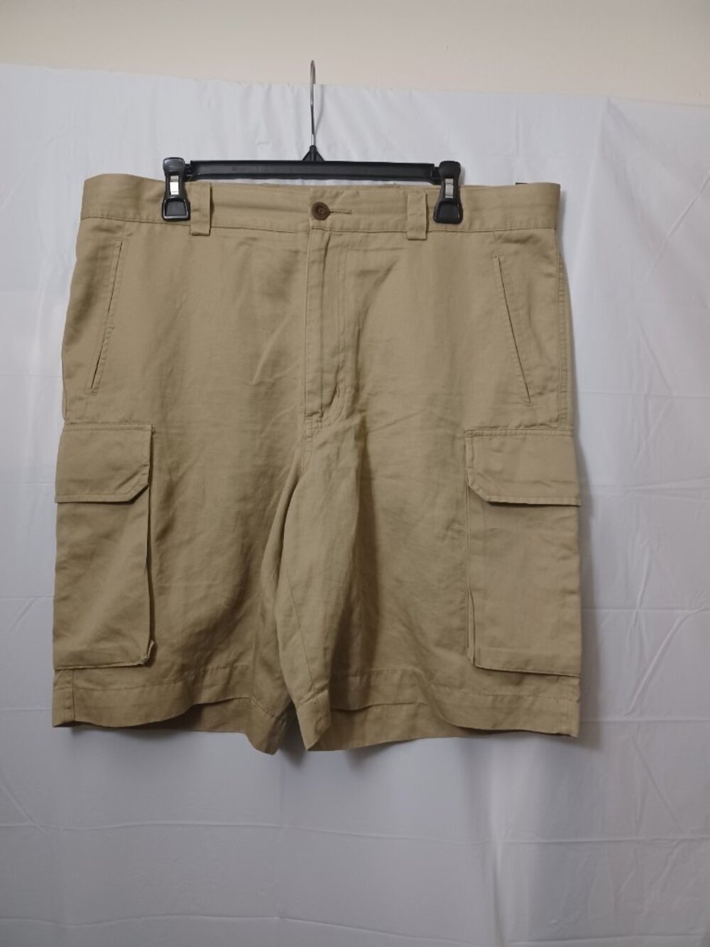 NAUTICA EXPLORER LOOSE FIT CARGO SHORTS COTTON LINEN BLEND TAN MEN'S SIZE 36W